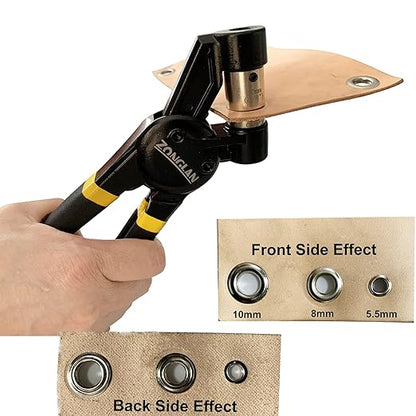 Grommet Tool Kit, Eyelet Tool Multi-Purpose Handheld Manual Hole Punch Rivet Press Plier Crimper 3 Interchangeable Dies with 900 Set 7/32" 5/16" 3/8" Metal Grommets Washers