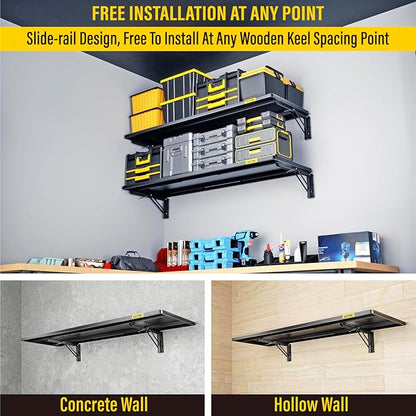 1.2x3ft Adjustable Rail Type Folding Storage Rack Shelf, Suitable for Garage, Storage Room, Kitchens Wall Shelf,Garage Storage Rack Floating Shelves,Folding Panels (1pcs-Black)