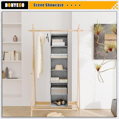 6-Shelf Hanging Storage Closet Organizer, Linen Rv Storage and Organization for Wardrobe, Inside, Camper Accessories, Nursery, Baby Room