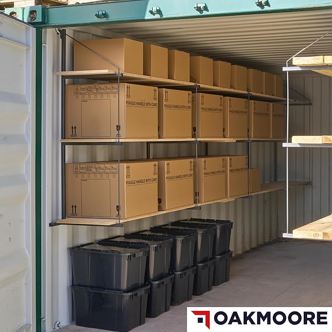 Heavy Duty Shipping Container Shelving, 4 Pack Shipping Container Accessories, Pre Welded Storage Container Shelves, Conex Compatible Shipping Container Brackets
