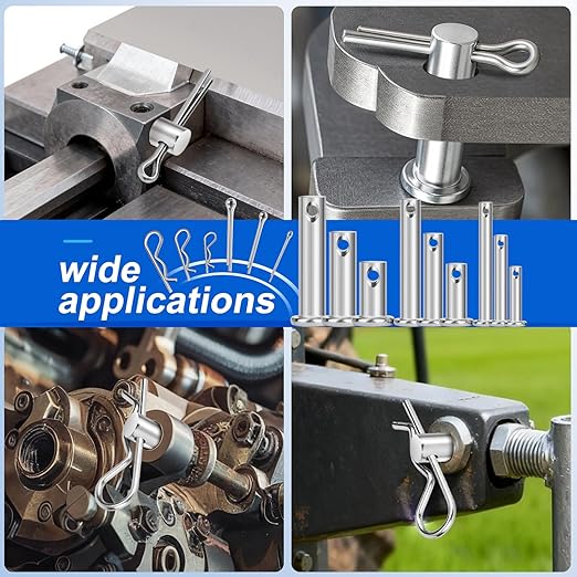 150PCS Premium 304 Stainless Steel Clevis Pins Cotter Pins R Clips Assortment Kit, 15 Sizes Single Hole Flat Head Cotter Clips Fasteners for Trailer Hitch, Automotive, Machinery Use