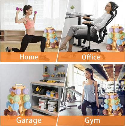 Wooden Dumbbell Rack Stand Gift for Fitness Lovers, Compact A-Frame Weight Holder for 3–7kg Dumbbells, Stylish Space-Saving Organizer for Home Gym (Dumbbell Rack Stand Only)