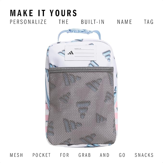 adidas Kids Santiago Lunch Bag – Insulated Cooler Lunchbox for Girls & Boys, 8L, Meadow Floral Wonder White/Wonder White/3, One Size