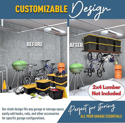 Koova Universal Garage Shelving Kit - Heavy-Duty, Easy Install, Customizable, 600 lbs. Support, Made in USA, Maximize Storage, Reclaim Floor Space