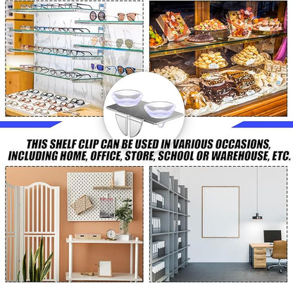 Tandefio 20 Pcs Center Shelf Rest Clip with Rubber Cushion, Galvanized Metal Glass Shelf Brackets Balancing Clip for Brackets to Hang Glass, Metal, Wood
