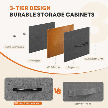 Sweetcrispy 10 Drawer Fabric Dresser Storage Tower with Bins, Tall Chest Organizer for Bedroom Closet Hallway, Steel Frame Wood Top Easy Pull Handles,Dark Gray