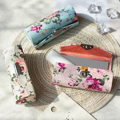 AUEAR, 4 Pack Floral Lipstick Case with Mirror for Purse Travel Holder