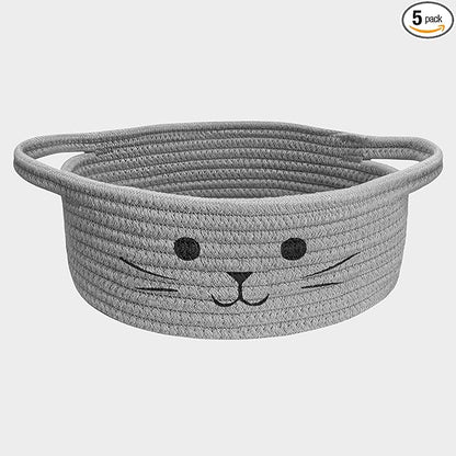 9.8" x 4" Small Cat Toy Basket - Gift Baskets Empty for Baby Shower Baby Baskets for Nursery Cute Woven Rope Storage Basket for Home Decor, Cat Pet toy box, Grey Easter basket