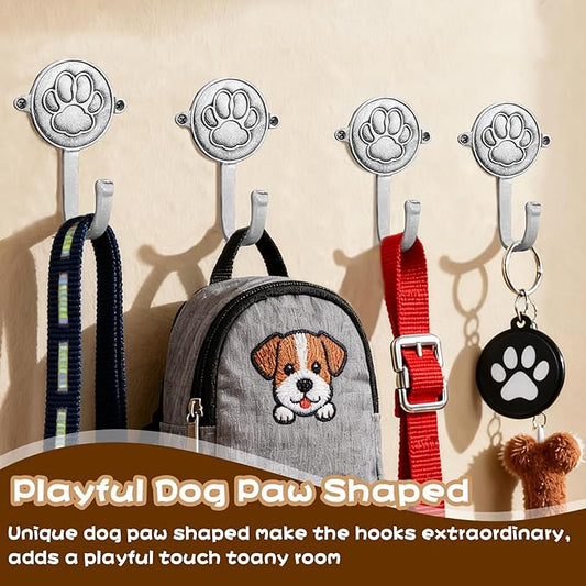 6PC Dog Paw Hooks Wall Mount Pet Leash Hook Cat Leash Holder for Wall Cute Coat Hooks Key Holder for Entryway Hallway Kitchen Office, Great Gift for Dog and Cat Lovers(Antique Silver)