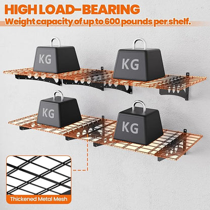 2-Pack 2x4ft Garage Wall Shelving,47" *24"Heavy Duty Walls Shelf Storage Rack,1200LBS Shelving Wall Mounted for Garage,Kitchens,Storeroom,Basement,Rust-Proof,Easy Installation