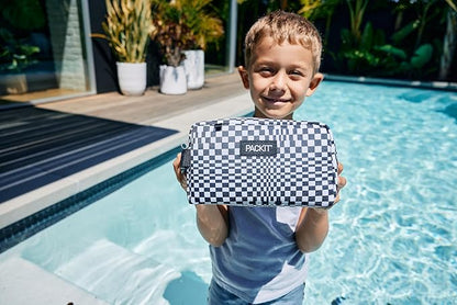 PackIt Freezable Classic Lunch Box, Checked Out, Built with EcoFreeze Technology, Collapsible, Reusable, Zip Closure With Zip Front Pocket and Buckle Handle, Perfect for School Lunches