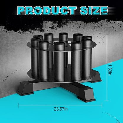 EVERYMATE Vertical Barbell Holder : Rotatable Barbell Holder Floor Stand, Heavy Duty Barbell Rack Stand Fit 2-Inch Olympic Bars, Curl Bars, Triceps Bars Home Gym Organizer Barbell Storage