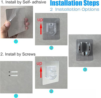 2 Pack Strong Adhesive and Waterproof Shower Head Holder, Adjustable Handheld Shower Holder Wall Mount Shower Bracket