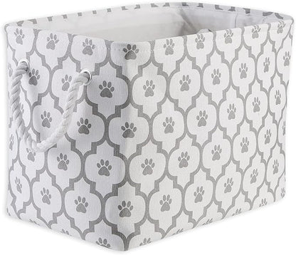 Bone Dry Pet Storage Collection Lattice Paw Print, Medium Rectangle, White/Gray