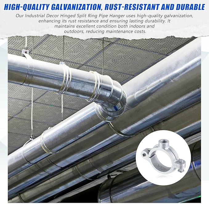 20 Pack 1" Split Ring Pipe Hanger for Thread Rod Galvanized Iron Mounting Bracket Support for Tubing Wall Ceiling Mount Combination Industrial Decor