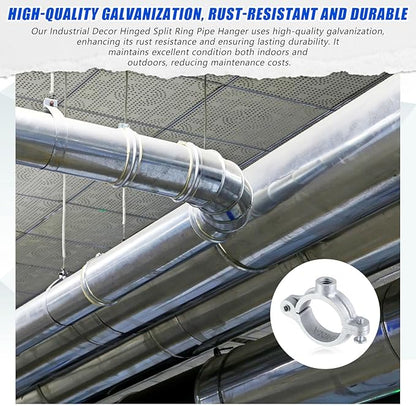 20 Pack 1" Split Ring Pipe Hanger for Thread Rod Galvanized Iron Mounting Bracket Support for Tubing Wall Ceiling Mount Combination Industrial Decor