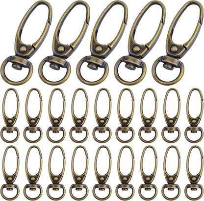 50pcs 38 mm 360 Degree Swivel Trigger Clips Metal Keyring Curved Oval Lobster Clasps Snap Hooks for Keychains Lanyard Handbag Purse Craft Projects Decoration, Antique Bronze