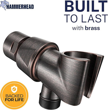 HammerHead Showers Solid Metal Handheld Showerhead Holder, Adjustable Wand Holder with Universal Wall Hook Bracket and Brass Pivot Ball, Oil Rubbed Bronze