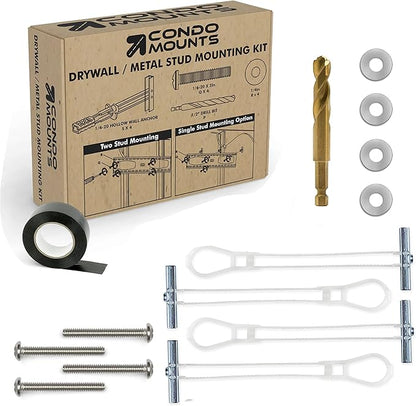 CondoMounts MSK9010 Steel Stud TV Mounting Kit | Wall Mount VESA Mount Screws, Anchors & Titanium Drill Bit | Heavy Duty TV Mounting Hardware Kit Supports 200lbs