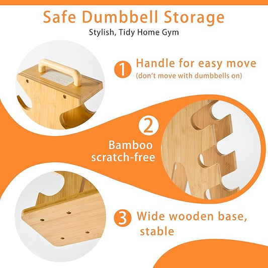 Wooden Dumbbell Rack Stand Gift for Fitness Lovers, Compact A-Frame Weight Holder for 3–7kg Dumbbells, Stylish Space-Saving Organizer for Home Gym (Dumbbell Rack Stand Only)
