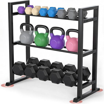 Dumbbell Rack, 2-Tier | 3-Tier Weight Rack for Home Gym, 300LB | 450LB Adjustable Dumbbell Rack Stand Only Weight Storage Rack Gym Organizer