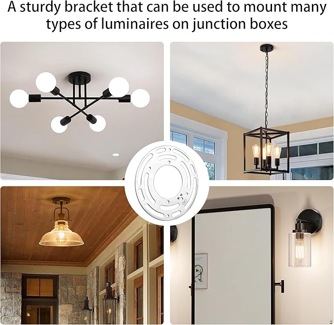 2 Pack Universal Mounting Bracket, 4 Inch Steel Round Light Crossbar, For Wall, Ceiling, Chandelier
