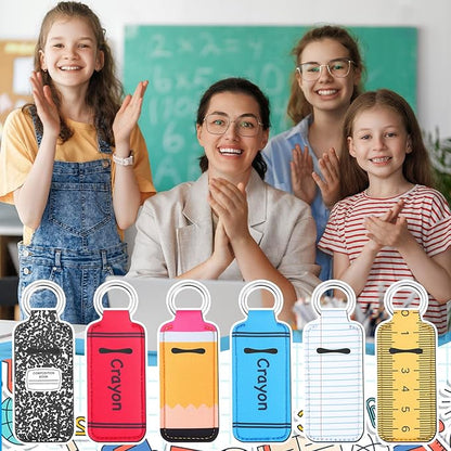 12 Pcs Lipstick Holder Keychain Bulk Cute Pocket Lip Balm Holder Keychain Backpack Purse Accessories for Women Lip Gloss Sleeve Pouch, 6 Style (Back to School)