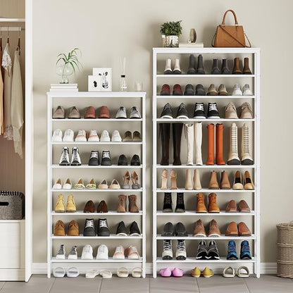 8 Tier Shoe Rack, Shoe Storage Organizer, Large Capacity Shoe Shelf Holds 32 Pairs of Shoes, Sturdy and Stable, for Entryway, Hallway, Closet, Dorm Room, White SS08WW