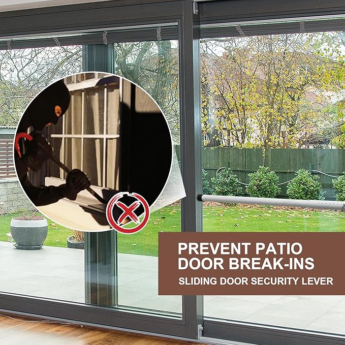BeBecome Sliding Door Security Bar，17-50 inch Adjustable Patio Door Security bar with Rubber Tips Apartment Bedroom Bottom of Door Heavy Duty Interior White