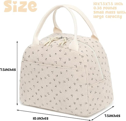 Bluboon Lunch Bag for Women Men Cute Corduroy Lunch Tote Bags Reusable Insulated Lunch Box Large Capacity Reusable Insulated Cooler for Work Picnic or Travel