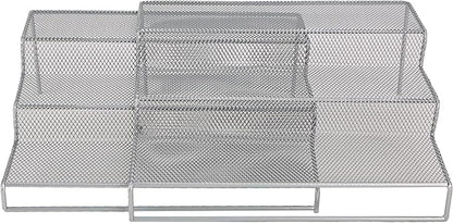 Mind Reader 3 Tier Metal Mesh Kitchen Storage Organizer, 2 Pcs, Silver