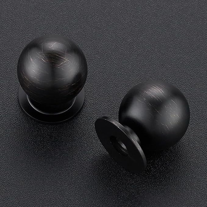12 Pack Oil Rubbed Bronze Cabinet Knobs, Round Dresser Knobs, Ball Kitchen Cabinet Hardware, 0.95" Diameter