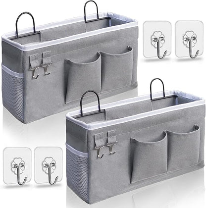 2pcs Hanging Baskets for Organizing,Fabric Wall storage Basket,Wall Organizer for Closet,Kitchen, Bedroom, Office, RV Camper,Locker (Gray)