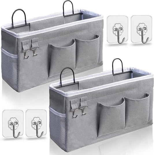 2pcs Hanging Baskets for Organizing,Fabric Wall storage Basket,Wall Organizer for Closet,Kitchen, Bedroom, Office, RV Camper,Locker (Gray)