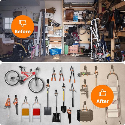 Garage Hooks Heavy Duty, 12 Pack Anti-Slip Coating Garage Wall Storage Hooks for Hanging Bike, Ladder, Garden Tools