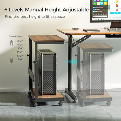 EUREKA ERGONOMIC PC Stand Computer Cart, Height Adjustable Tower Stand 2-Tier