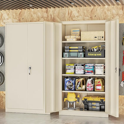 INTERGREAT Metal Storage Cabinet, 72” H Storage Cabinet with 2 Doors and 4 Adjustable Shelves for Office, Home, Garage, Pantry (Assembly Required, Grey)