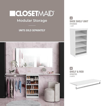 ClosetMaid Modular Storage Shelf Unit with Angled Shoe Shelves, White