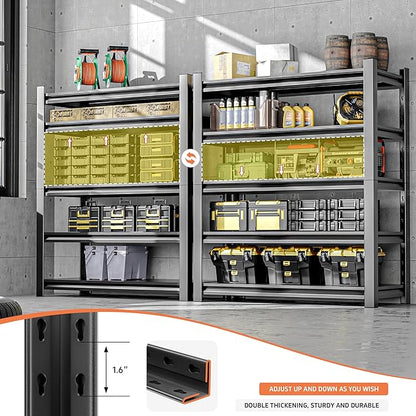 Heavy Duty Garage Shelving,72" Hx48 Wx24 D 5-Tier Storage Shelves,3000 lbs Capacity,Easy Assembly Adjustable Stainless Metal Shelf,Suitable for Garage Basement Office Farmhouse etc（2pcs）