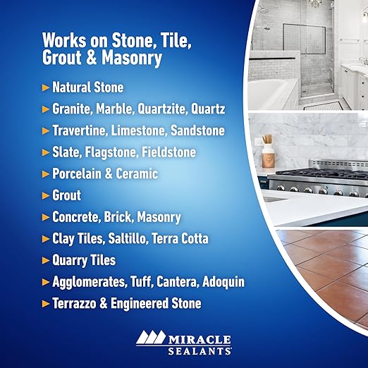 Miracle Sealants 511 Impregnator Advanced Penetrating Sealer for Countertops, Stone, Tile & Grout, Quart