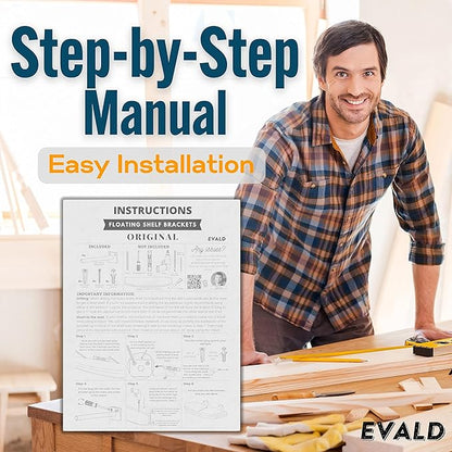 EVALD Standard Floating Shelf Bracket | 6-inch Brackets for Shelves with Anchors and Screws | Invisible Shelf Supports for Home and Office Decor | Suitable for Fireplace Various Wall Types (6 Inch)