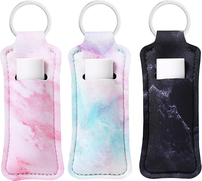 COOKOOKY Chapstick Holder Keychain Cute Lip Balm Keychain Holder with Clip