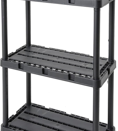 Gracious Living 3 Pack Light Duty Storage Shelves, Knect-A-Shelf 3-Shelf Ventilated Shelving Rack Organizer for Home, Garage, Basement, Laundry, Black