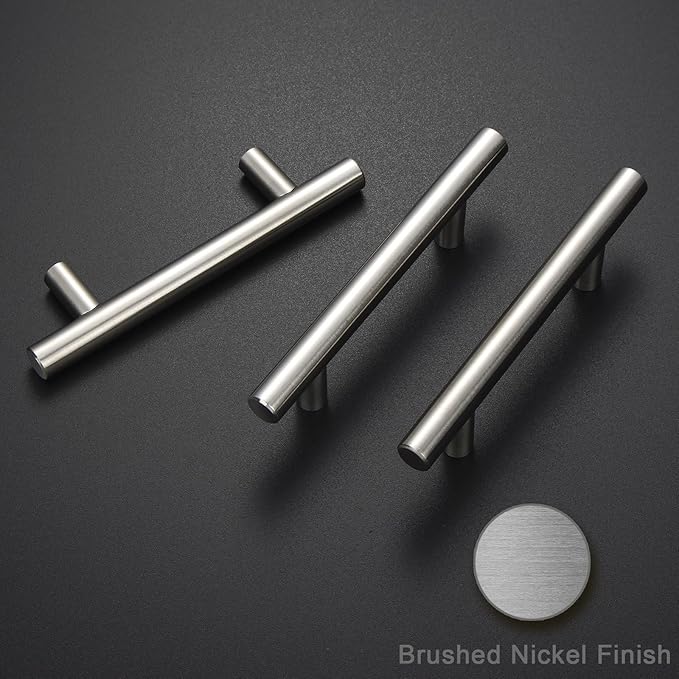 Estmoon 30 Pack Brushed Nickel Cabinet Handles 3 Inch Hole Center Drawer Pulls Stainless Steel Cabinet Pulls Silver Kitchen Handles Cabinet Hardware for Drawers, Cupboards - 5" Length, 3" Hole Center