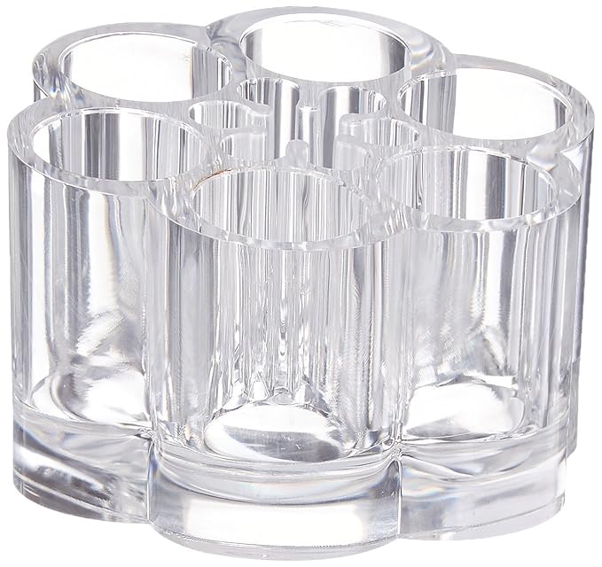 12 Spaces Clear Transparent Acrylic Flower Style Cosmetic and Makeup Brush Holder Stand/Organizer, 5.6 Ounce