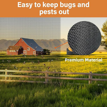 Window Screen Replacement Kit Width:36in Length:158 Fiberglass|Includes Full Set of Tools | Suitable for Windows, Screen Doors, and Courtyards | UV Resistant and Durable | Easy to Install