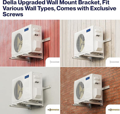 Della Outdoor Wall Mounting Bracket for Ductless 6000-36000 BTU Mini Split, Compressor and Heat Pump System, Easy to Install Universal Heavy Duty Mini Split Bracket, Supports up to 485 LBS