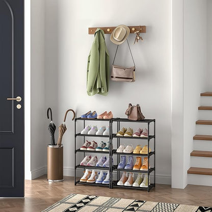 10 Tier Tall Shoe Rack, Narrow Lightweight Shoe Shelf, Compact Vertical Shoe Stand, Small Space Saving for Closet Floor, Dorm Storage Organizer, Front Door Entrance, Entryway