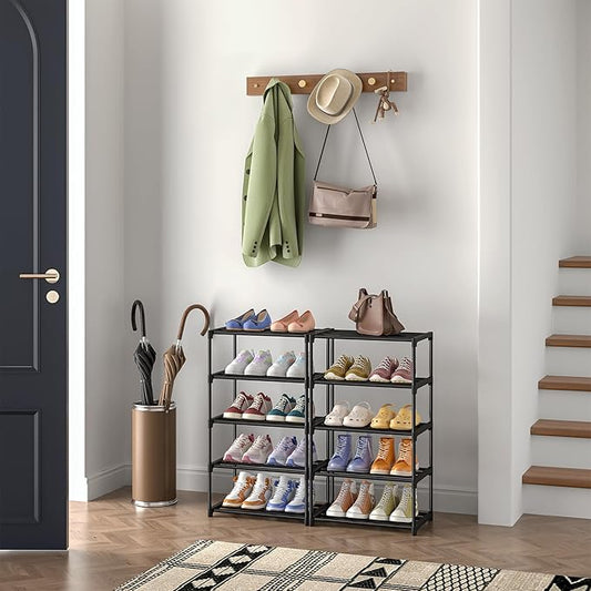 10 Tier Tall Shoe Rack, Narrow Lightweight Shoe Shelf, Compact Vertical Shoe Stand, Small Space Saving for Closet Floor, Dorm Storage Organizer, Front Door Entrance, Entryway