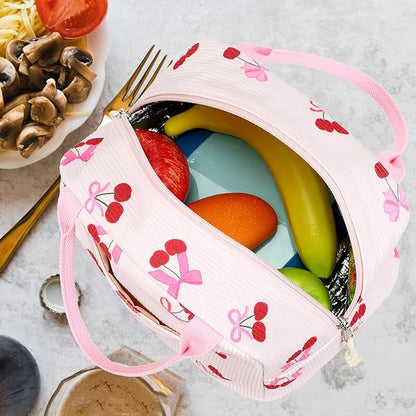 Bluboon Lunch Bag for Women Men Cute Corduroy Lunch Tote Bags Reusable Insulated Lunch Box Large Capacity Reusable Insulated Cooler for Work Picnic or Travel